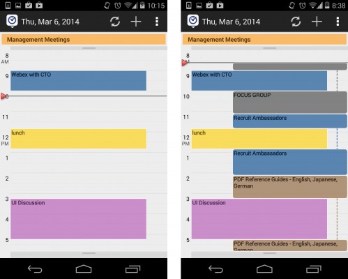 Normal Calendar on left, Integrated Calendar on right